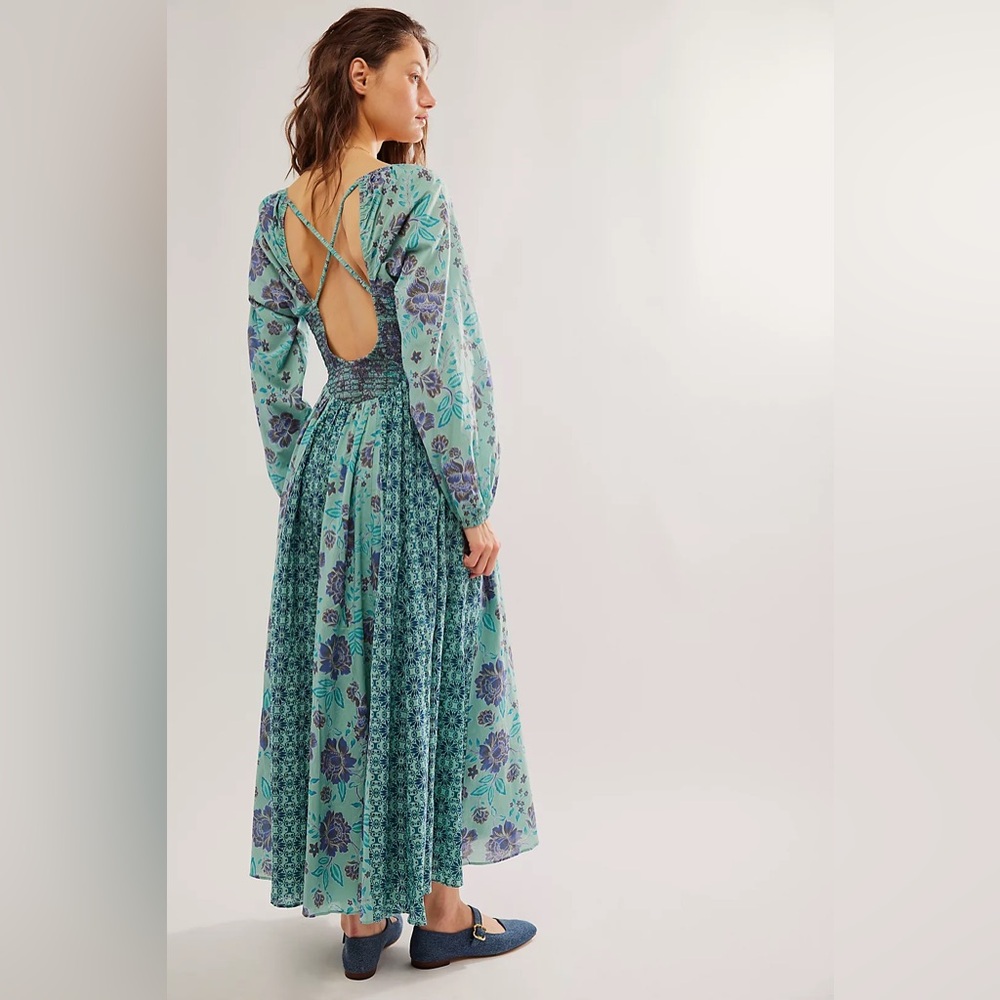 Free People A New Way Maxi - Long Sleeve Dress in Blue and Purple - Picture 6 of 6